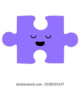 Abstract Puzzle with Face. Emotion. Colored character. Cartoon style. Flat design. Hand drawn trendy Vector illustration.