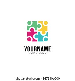 abstract puzzle logo template in colorful