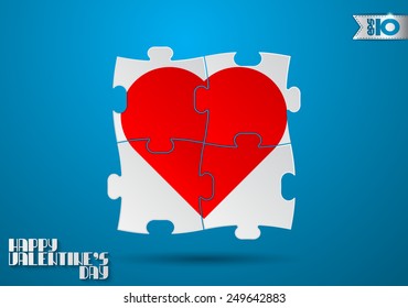 Abstract puzzle of paper with a heart