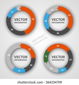 Abstract puzzle pie chart graphic for business design presentation. Puzzle flat web icon - vector white app button with shadow. Abstract illustration picture