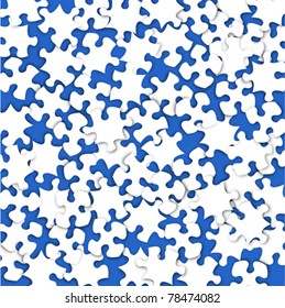 Abstract puzzle scatter on blue background