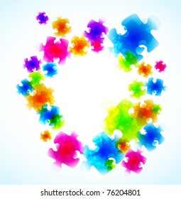 abstract puzzle shape colorful vector design