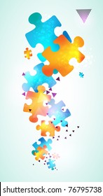 abstract puzzle shape colorful vector design