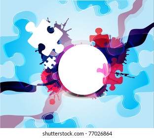 abstract puzzle shape colorful vector design