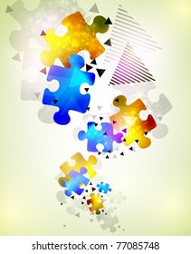 abstract puzzle shape colorful vector design