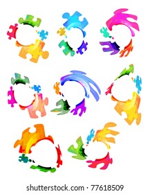 abstract puzzle shape colorful vector design