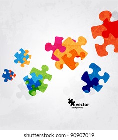 abstract puzzle shape colorful vector design