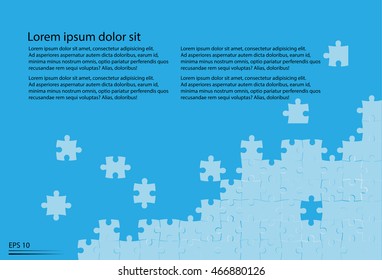 Abstract puzzle with sky blue background.