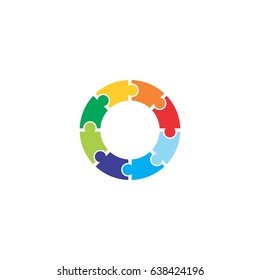 abstract puzzle teamwork logo