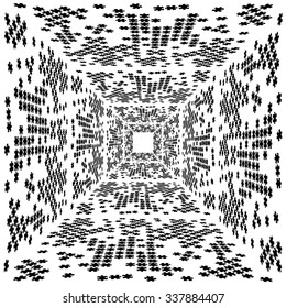 abstract puzzle tunnel vector graphic
