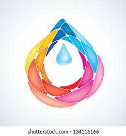 Abstract Puzzle Water Drop Symbol. Icon