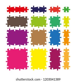 Abstract puzzles presentation banner. Design puzzle infographic template explanatory text field for business statistics. Vector flat piece puzzles illustration. Section compare service banner texture