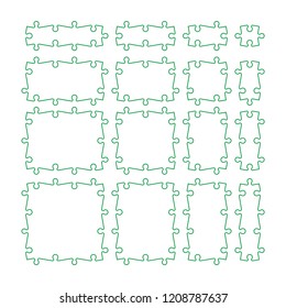 Abstract puzzles presentation banner. Design puzzle infographic template explanatory text field for business statistics. Vector flat piece puzzles illustration. Section compare service banner texture