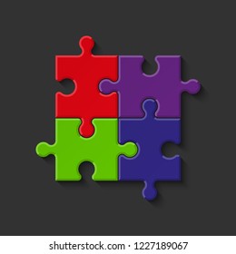 Abstract puzzles presentation banner. Design puzzle infographic template explanatory text field for business statistics. Vector flat piece puzzles illustration. Section compare service banner texture