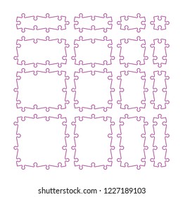 Abstract puzzles presentation banner. Design puzzle infographic template explanatory text field for business statistics. Vector flat piece puzzles illustration. Section compare service banner texture