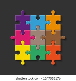 Abstract puzzles presentation banner. Design puzzle infographic template explanatory text field for business statistics. Vector flat piece puzzles illustration. Section compare service banner texture