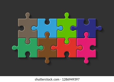 Abstract puzzles presentation banner. Design puzzle infographic template explanatory text field for business statistics. Vector flat piece puzzles illustration. Section compare service banner texture