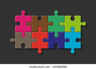 Abstract puzzles presentation banner. Design puzzle infographic template explanatory text field for business statistics. Vector flat piece puzzles illustration. Section compare service banner texture