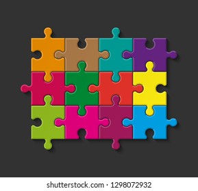 Abstract puzzles presentation banner. Design puzzle infographic template explanatory text field for business statistics. Vector flat piece puzzles illustration. Section compare service banner texture