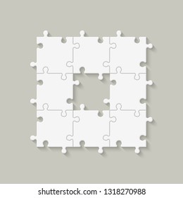 Abstract puzzles presentation banner. Design puzzle infographic template explanatory text field for business statistics. Vector flat piece puzzles illustration. Section compare service banner texture