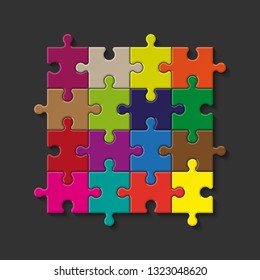 Abstract puzzles presentation banner. Design puzzle infographic template explanatory text field for business statistics. Vector flat piece puzzles illustration. Section compare service banner texture