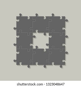 Abstract puzzles presentation banner. Design puzzle infographic template explanatory text field for business statistics. Vector flat piece puzzles illustration. Section compare service banner texture