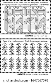 Abstract puzzles or riddles for adults (children are welcome, too) activity page for IQ training or just for fun entertainment. Answers are included.