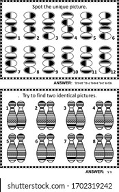 Abstract puzzles or riddles for adults (children are welcome, too) activity page for IQ training or just for fun entertainment. Answers are included.