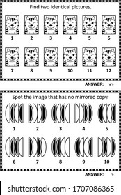 Abstract puzzles or riddles for adults (children are welcome, too) activity page for IQ training or just for fun entertainment. Answers are included.