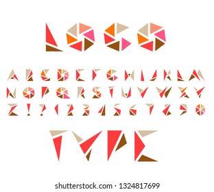 Abstract pyramid logo font. Minimalist pyramid alphabet. Abc design. White font. Geometric abstract technology font. Futuristic alphabet for logotype. Design letters and numbers logo.