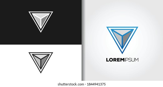 abstract pyramid logo set idea template vector