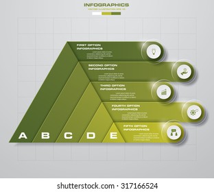 Abstract pyramid shape layout with 5 steps clean number banners template/graphic or website layout. Vector.