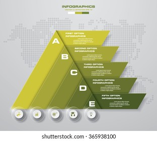 Abstract pyramid shape layout with 5 steps clean number banners template/graphic or website layout. Vector.