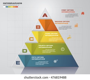 Abstract pyramid shape layout with 5 steps order template/graphic or website layout. EPS10.