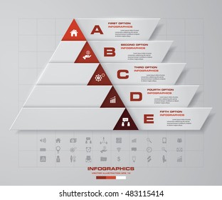 Abstract pyramid shape layout with 5 steps order template/graphic or website layout. EPS10.