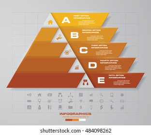 Abstract pyramid shape layout with 5 steps order template/graphic or website layout. EPS10.