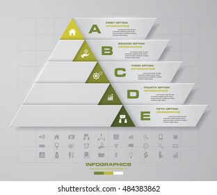 Abstract pyramid shape layout with 5 steps order template/graphic or website layout. EPS10.