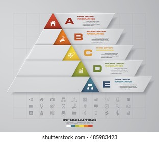 Abstract pyramid shape layout with 5 steps order template/graphic or website layout. EPS10.