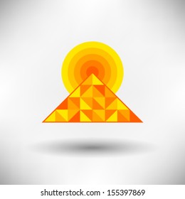 Abstract pyramid symbol with sun in background