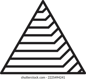 Ilustración del logotipo del triángulo de la pirámide abstracta en un estilo moderno y mínimo aislado en segundo plano