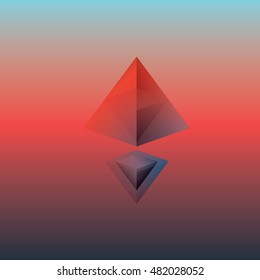 Abstract pyramid vector 3d background illustration. Floating polygonal shape on gradient background. Eps10 vector illustration.