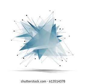 Abstract pyramidal figure with background of lines and dots isolated on white background. vector eps10