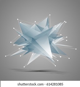 Abstract pyramidal figure with background of lines and dots isolated on white background. vector eps10