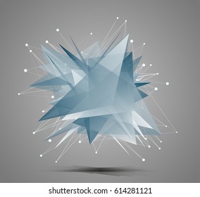 Abstract pyramidal figure with background of lines and dots isolated on white background. vector eps10