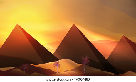 Abstract Pyramids and Sand Dunes - Vector Illustration