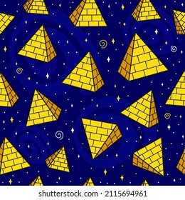 Abstrakte Pyramiden im Weltraum, Kosmos, Universum
 nahtloses Muster.Vektorgrafik