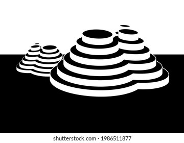 Abstrakte Pyramiden von Stufen. schwarz-weißer Vektorhintergrund