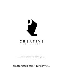 abstract PZ logo letter in shadow shape design concept