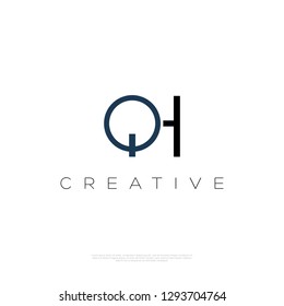 Abstract Q H logo design template. creative sign. Universal vector icon. - Vector