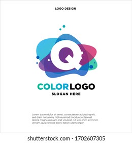 Sinopsis Q Diseño del logotipo inicial vectorial, Colorful Q diseños iniciales del logotipo